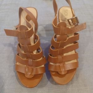 Tan Wedge Sandals size 7.5